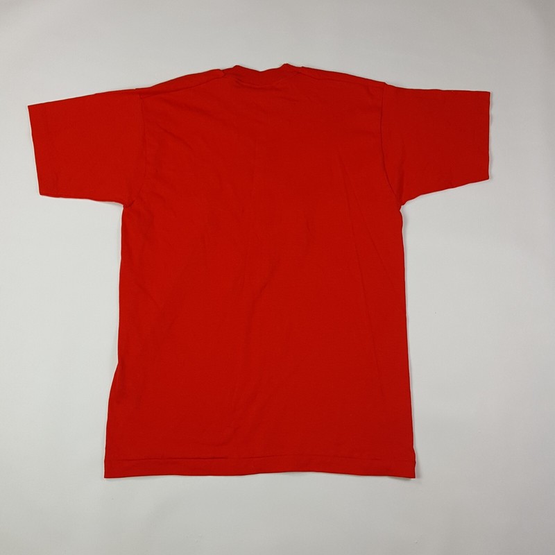 Vintage Quest Puff Print Men's Large USA Made Red Short Sleeve Logo T Shirt gallery