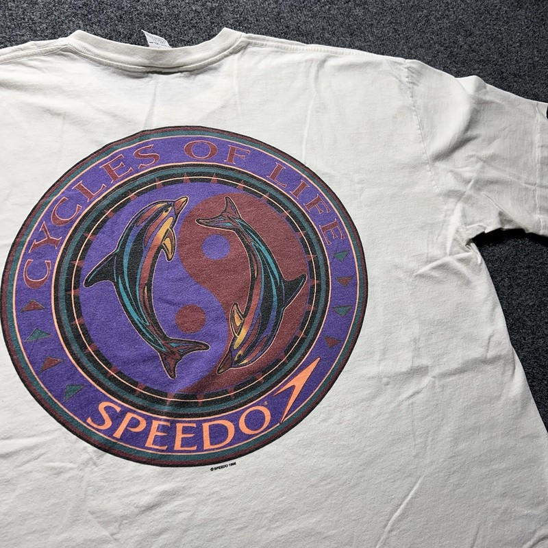 Vintage Speedo 2XL 1995 Double Sided 90’s T Shirt Surfwear Single Stitched Y2K