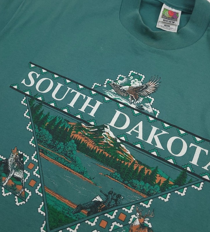 Vintage 90s South Dakota Outdoor Nature Animals Scenic Print Shirt Rare Vtg USA gallery