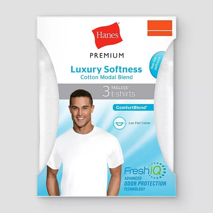 Hanes® Premium® Men’s Cotton Modal Crew Undershirt 3pk “LUXURY SOFTNESS”