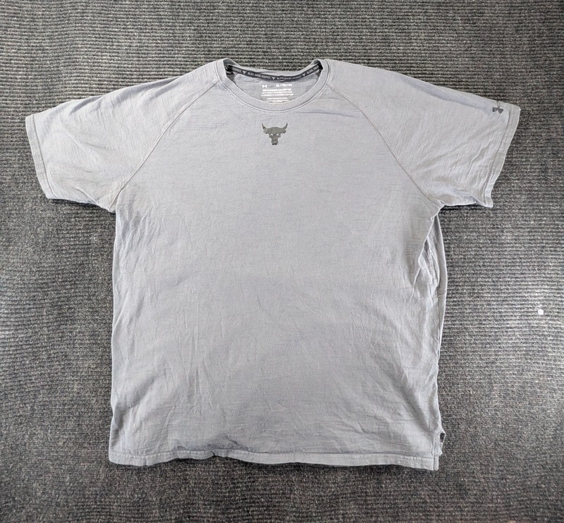 Under Armour Project Rock T Shirt Mens XL Gray The Charged Cotton Loose Crewneck