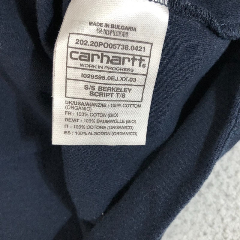 Carhartt Shirt Mens Extra Large Blue Spell Out Logo Crew Neck Workwear Tee gallery