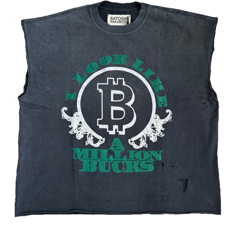 Satoshi Nakamoto – Million Bucks Cut-Off T-Shirt Size: L