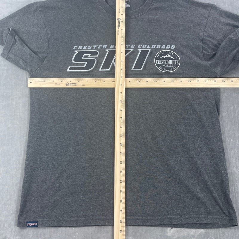 Crested Butte Colorado Jansport Men L Charcoal Grey T-Shirt Ski Graphic gallery