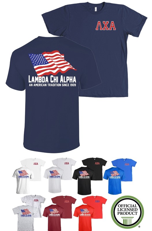 Lambda Chi Alpha Fraternity Bella+Canvas American Flag USA Shirt