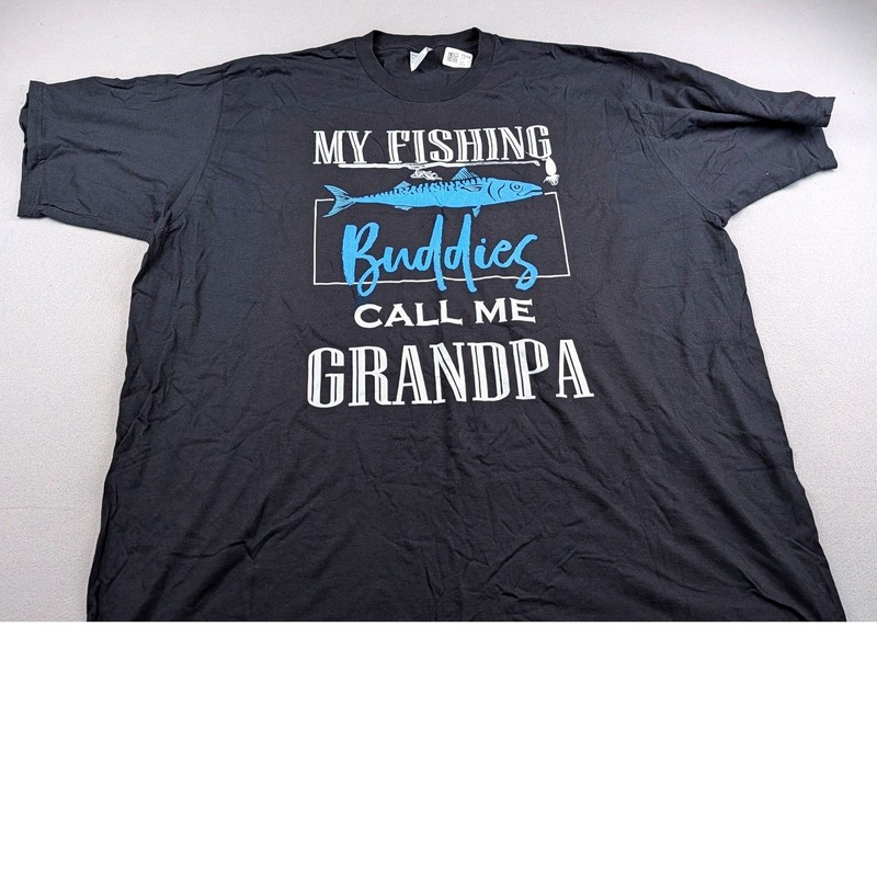 Mens Fishing Grandpa T-Shirt Lot 2 Port & Company Delta 3XL Black Blue Graphic gallery