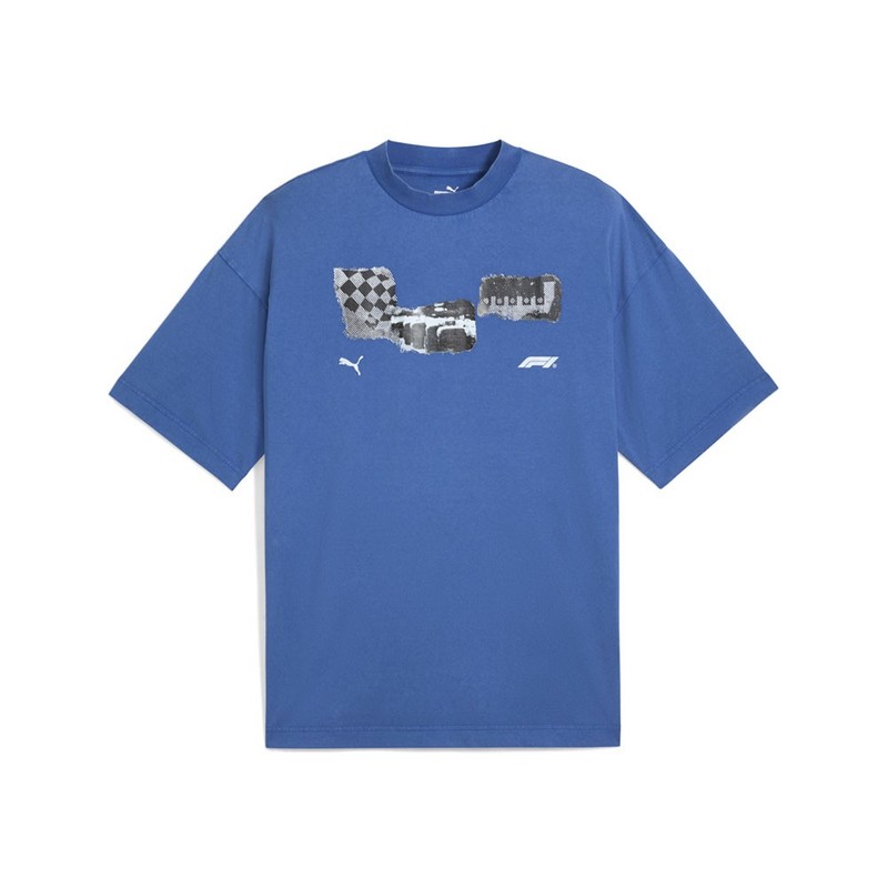 PUMA F1 Graphic Crew Neck Short Sleeve T-Shirt Mens Blue Casual Tops 63013605
