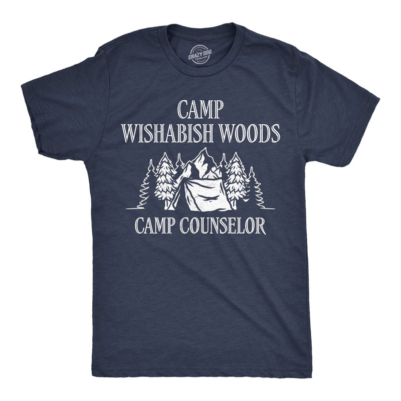 Mens Funny T Shirts Camp Wishabish Woods Camping Graphic Novelty Tee for Men
