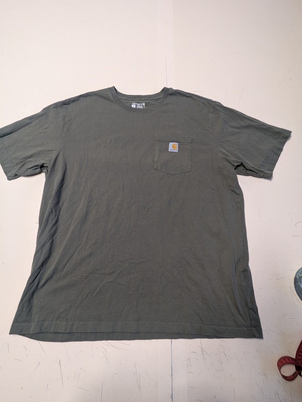 Carhartt K87 Pocket Logo Tee Men's XL Olive Green Loose Fit Short Sleeve