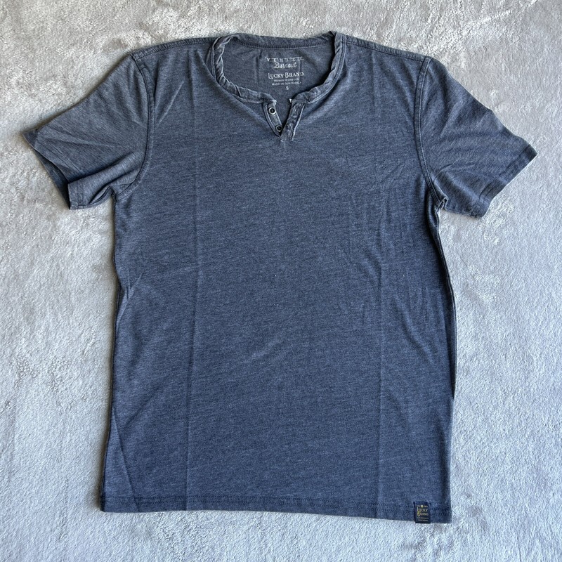 Men’s Lucky Brand Venice Burnout Gray T-Shirt Cotton Blend Soft Distressed