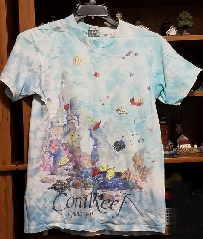 Vintage Liquid Blue Coral Reef Aquatic Paradise Tie Dye T Shirt Single Stitch L