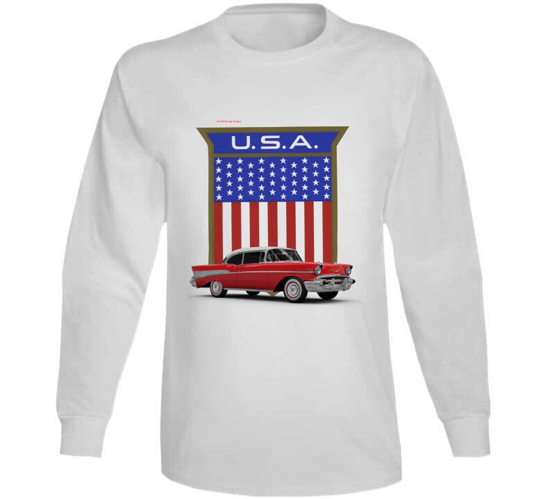 1957 Chevrolet Belair American Flag Usa Classic Chevy Gift T Shirt gallery