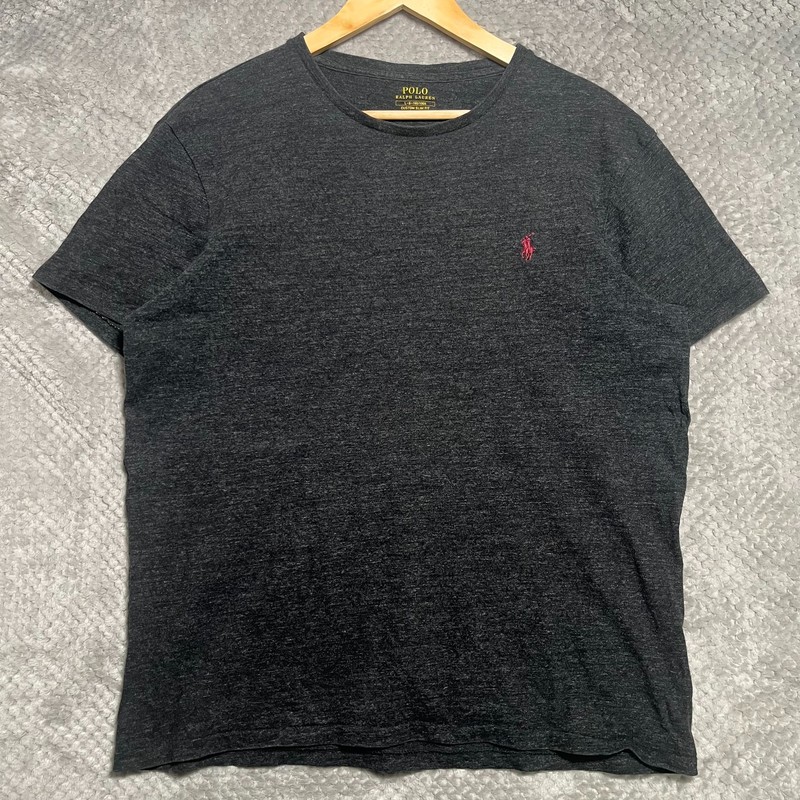 Polo Ralph Lauren Shirt Mens Large Custom Slim Fit Charcoal Grey Top Tee gallery