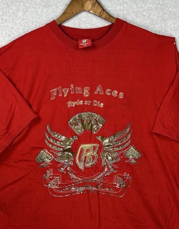 Y2K DMX Ruff Ryders Flying Aces Red Foil Graphic T-Shirt XL Vintage