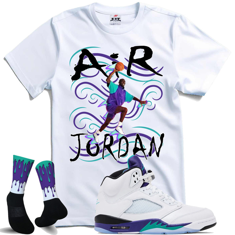 We Will Fit shirt to match Jordan 5 Grapes White Purple Emerald green