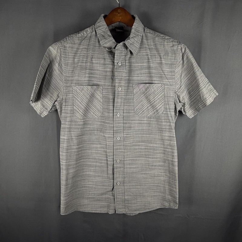 Tony Hawk Mens XL Button Up Gray Short Sleeve Skater Skateboard Two Pockets