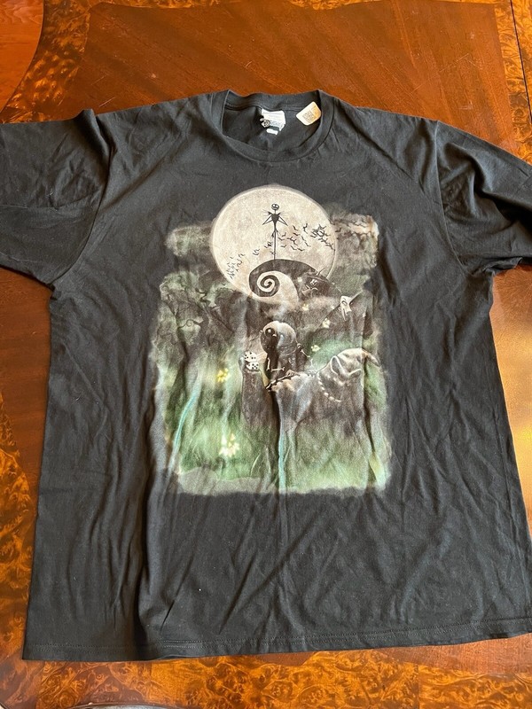 Disney Nightmare Before Christmas Jack Skellington Oogie Boogie Black Shirt XL