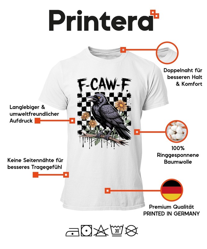 F-Caw-F Raven Daisy Gothic Vintage Black Crow Funny Mens T-Shirt gallery