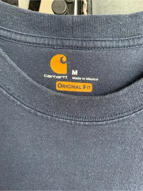 Carhartt Navy Blue T-Shirt with Yellow Logo Medium gallery