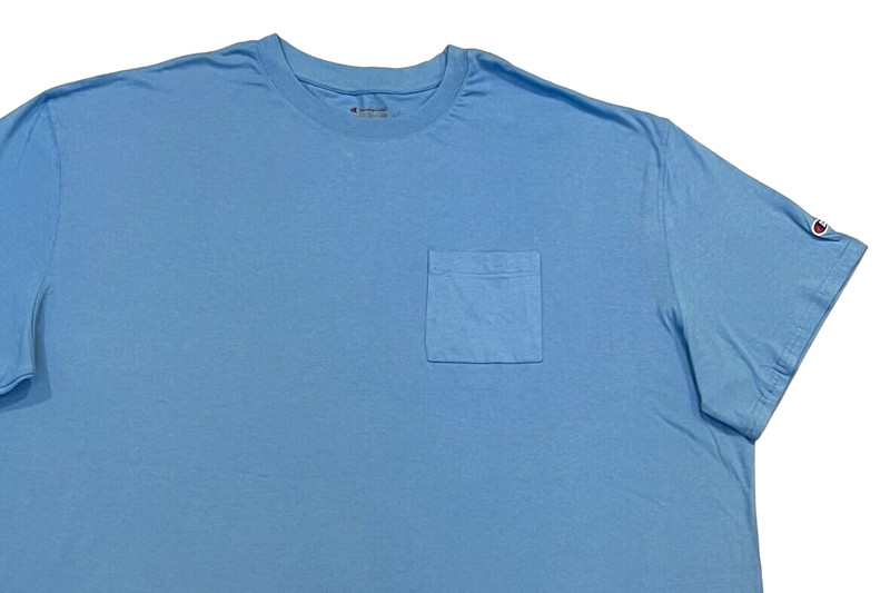 Champion Logo Crewneck Patch Pocket Athletic Gym Knit Tee T Shirt 5XL Big Tall gallery