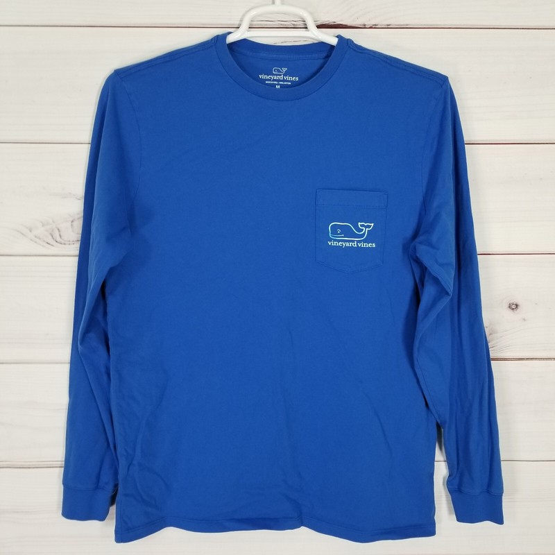 Vineyard Vines Mens Shirt Pocket Graphic Print Size M Blue Long Sleeve.