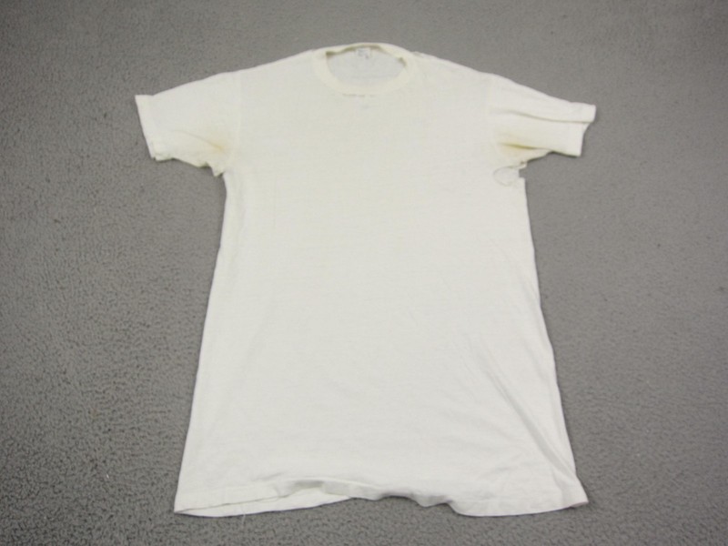 Vintage Shirt Mens Large Tall LT White Single Stitch Basic Casual 80s 70s Blank