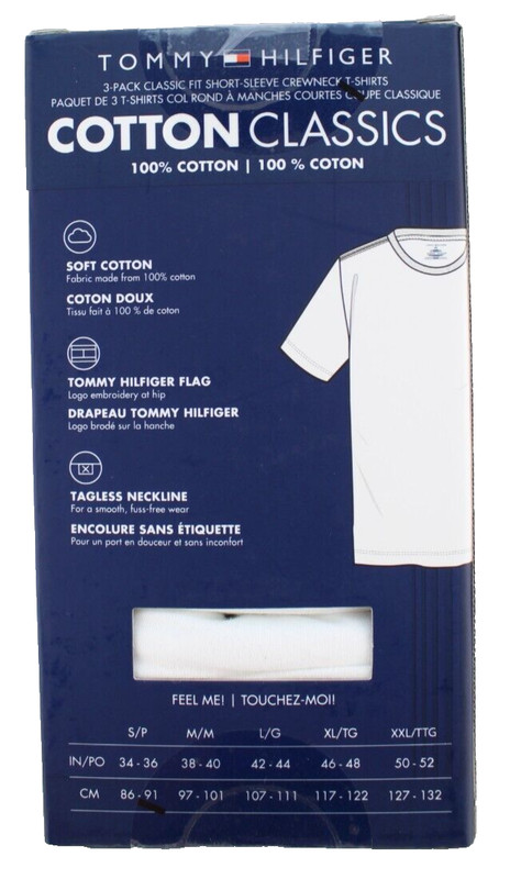 TOMMY HILFIGER Size S 34-36 White Color 3-Pk Classic Crew Neck T-shirts MSRP $42 gallery