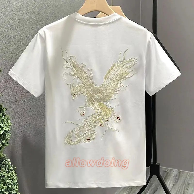 Men's Phoenix Embroidery Short Sleeve T-Shirt Summer Breathable Casual Tee gallery