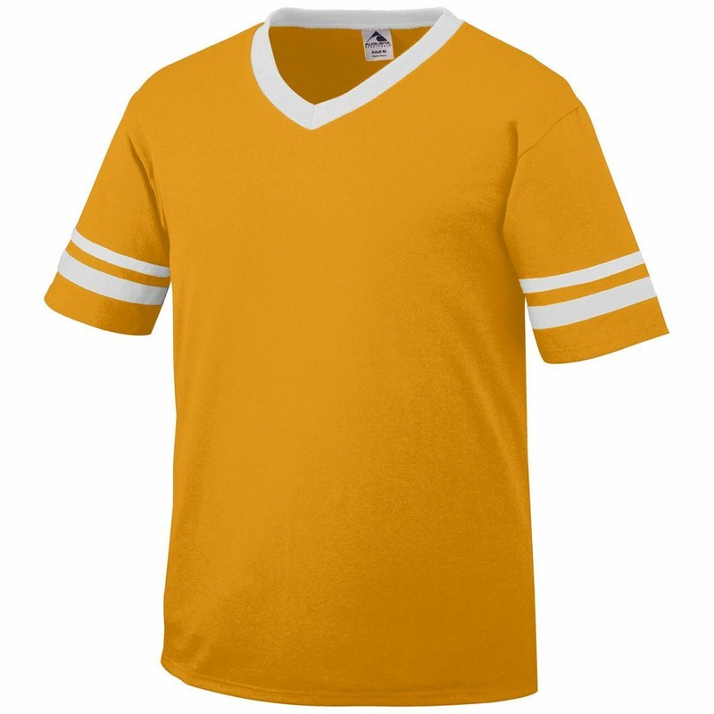 Augusta Sportswear 360 Mens V-Neck Baseball Jersey Tee Striped Sleeves T-Shirt