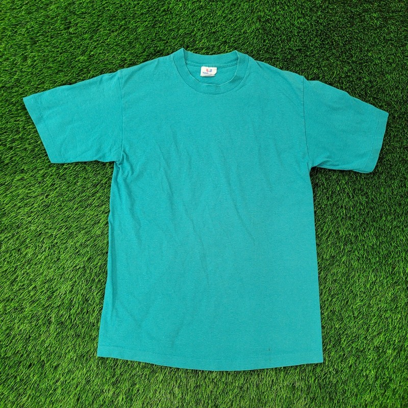Vintage 90s MOD Stripes Blank Shirt S/M 20×28 Blue USA