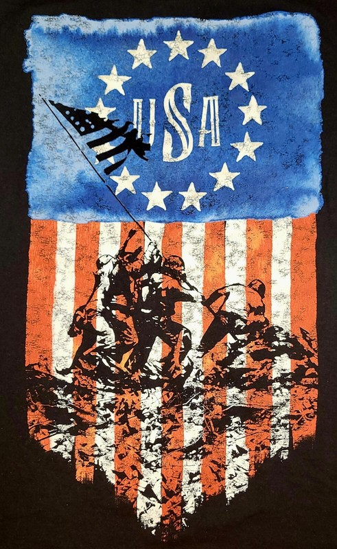 USA IWO JIMA Patriotic USA MADE Black T-shirt Size Medium M Military gallery