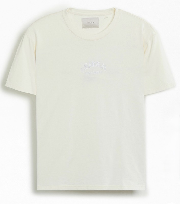 PacSun Men’s S White Embroidered Logo Graphic Crew Neck Short Sleeve T-Shirt