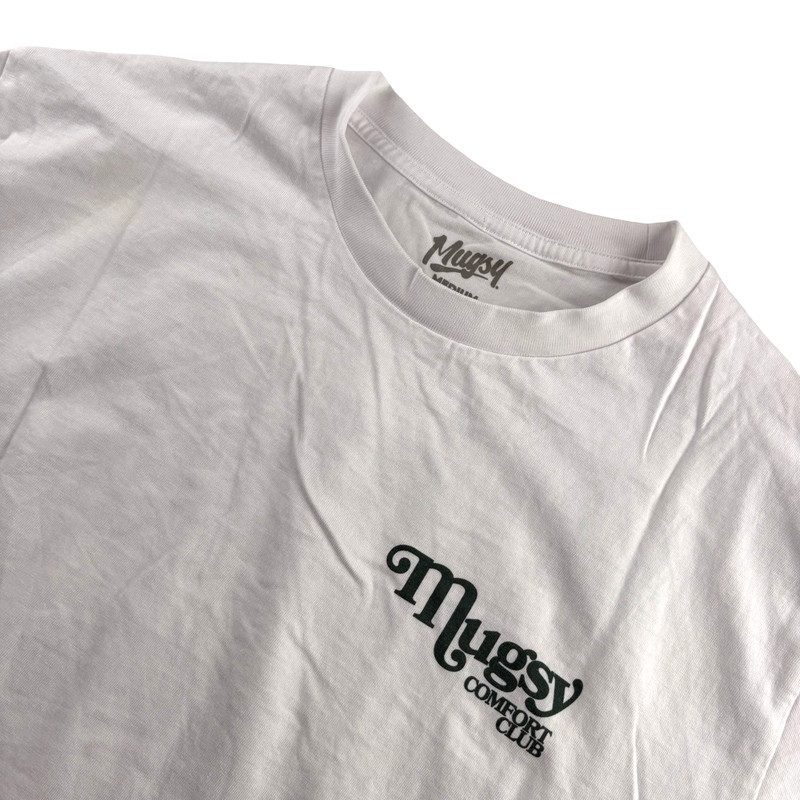 Mugsy Comfort Club Men’s 100% Cotton Crew Neck T-Shirt White • Medium