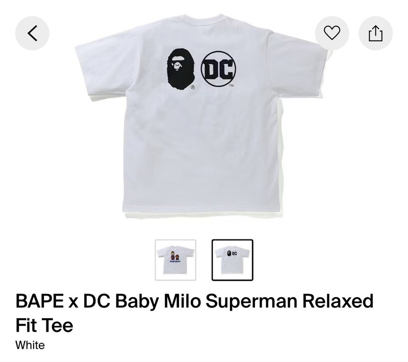 Sz 2XL A Bathing Ape Bape SuperMan DC x Bape Baby Milo Tee 100% Authentic NEW gallery