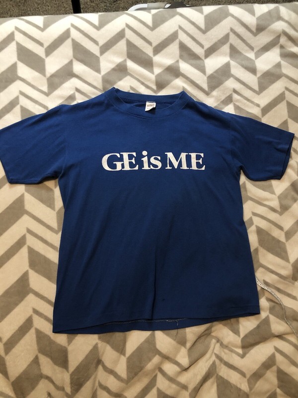 Vintage General Electric GE Is Me Evendale Ohio Blue Large T-Shirt Single Stitch