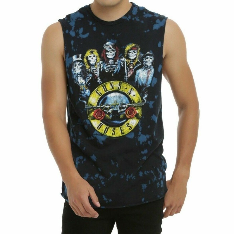 Guns N’ Roses SKELETONS LOGO TIE DYE Muscle Tee Tank Top T-Shirt NEW Licensed
