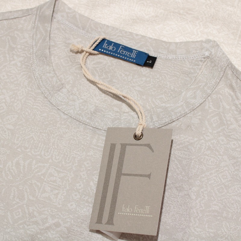 Italo Ferretti NWT Short Sleeve Crew Neck T-Shirt Size Large in Gray 100% Cotton