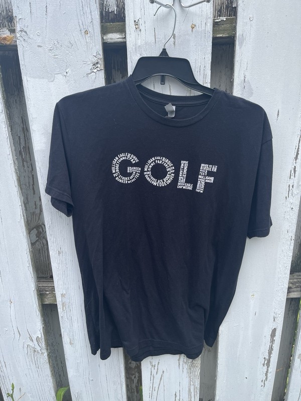 Next Level Apparel Men’s XL Black “GOLF” Graphic T-Shirt Golf Themed Short Sleev