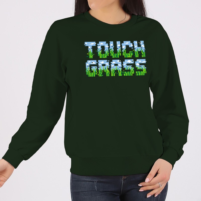 UGP Campus Apparel Touch Grass - Video Game Nerd Sweatshirt gallery
