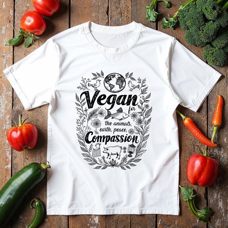 Vegan T Shirt for Men The Animals Earth Peace Compassion Mens Top Gift for Him gallery