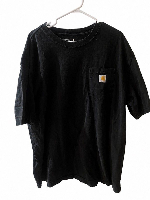 Vintage Carhartt T-Shirt Mens XL Black 100% Cotton Short Sleeve Pocket Workwear