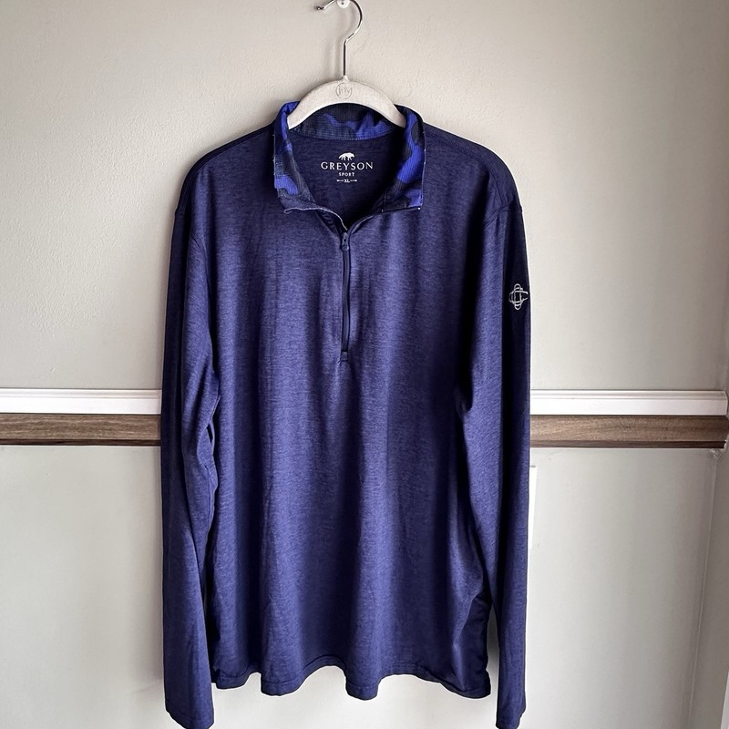 Greyson 1/4 Zip Heathered Blue Guide Sport Lightweight Pullover Golf Logo Men XL