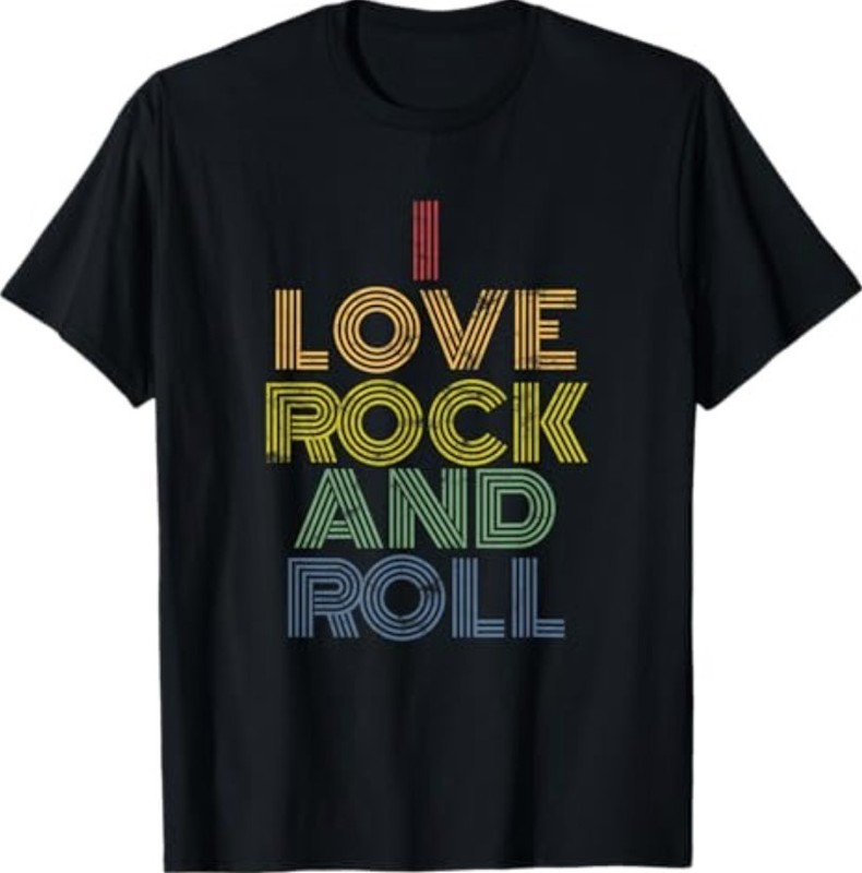 I Love Rock and Roll T-Shirt Distressed Rainbow 70s tee T-Shirt