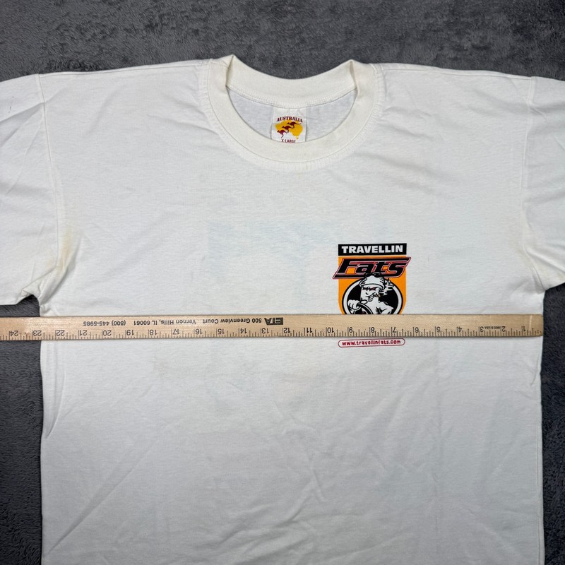 Vintage Travellin Fats Australia Tee Shirt Mens XL CHEW THE FAT Pub Bar T gallery