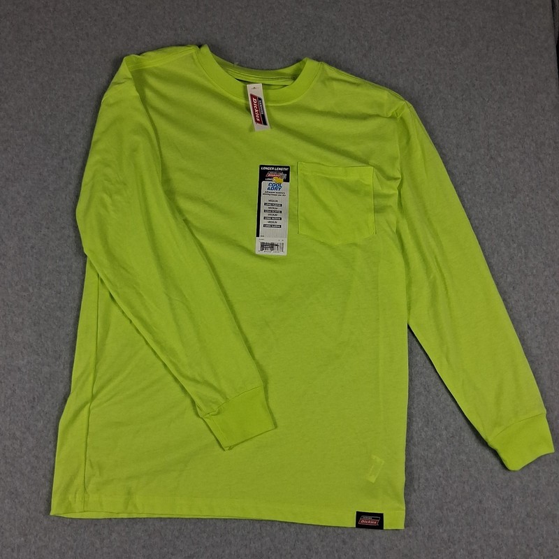 NWT Dickies Fast Dry Shirt Mens M Energy Yellow Long Sleeve OUTDOOR WORK