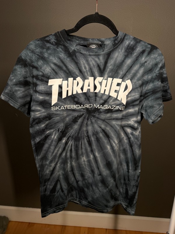 Thrasher T-Shirt Unisex Small Black Tie-Dye Graphic Logo Short-Sleeve Crew Neck