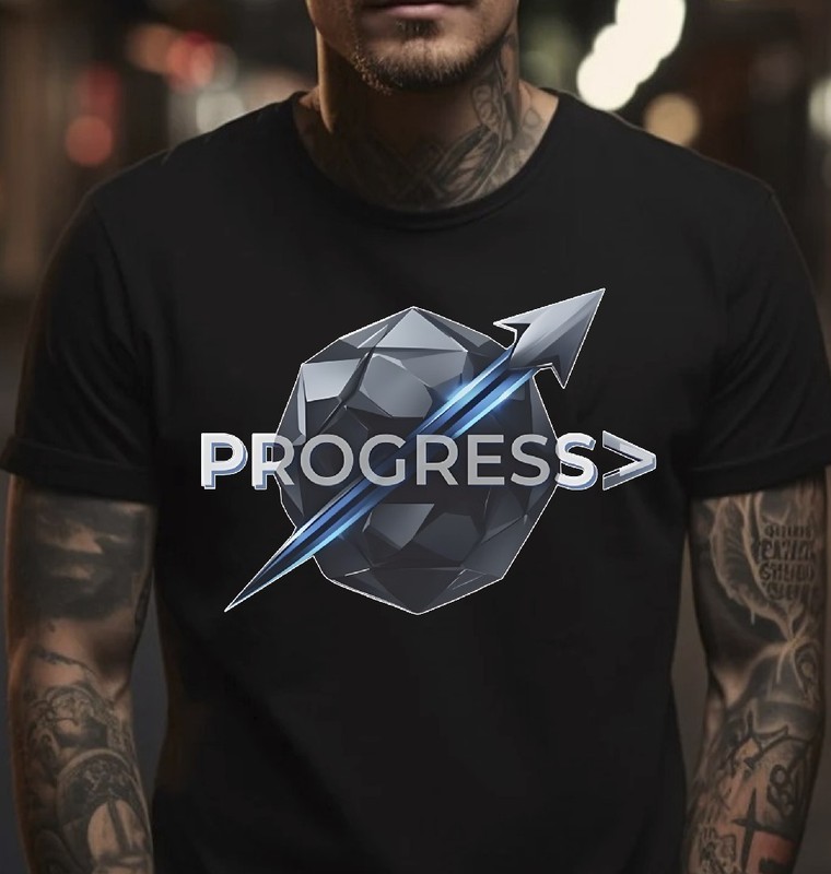 Progress Arrow Black T-Shirt, S-5XL