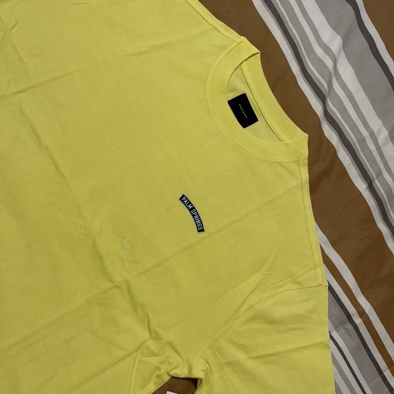 Pacsun Yellow Solid Crew Neck Short Sleeve T-Shirt L Palm Springs Embroidered gallery