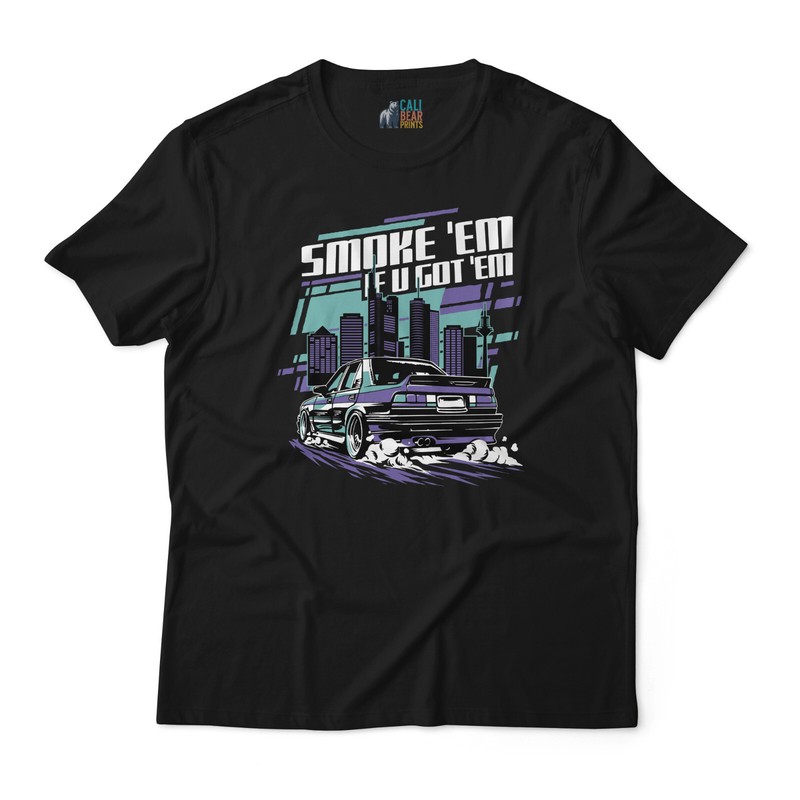 Retro Urban Car T-Shirt – ‘Smoke ‘Em If You Got ‘Em’ Slogan – Classic Fit
