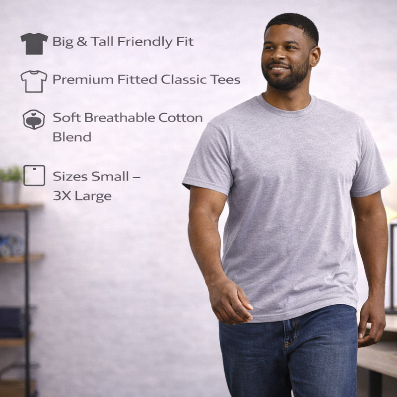 12 Pack BILLIONHATS Plus Size Men Cotton T-Shirt Bulk Big Tall Short Sleeve gallery